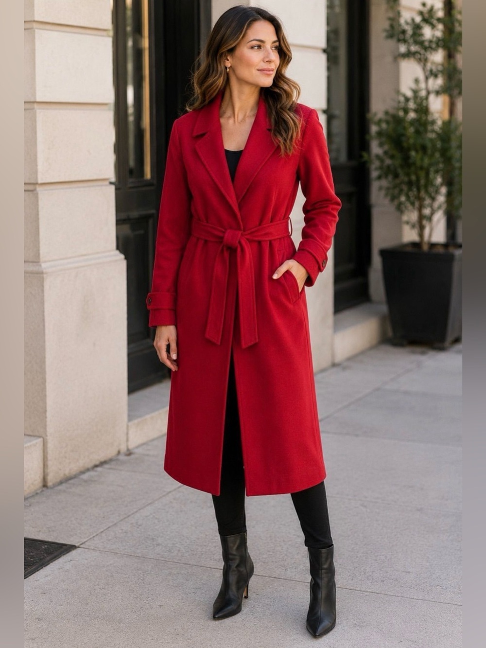 Talbots Red Belted Trench